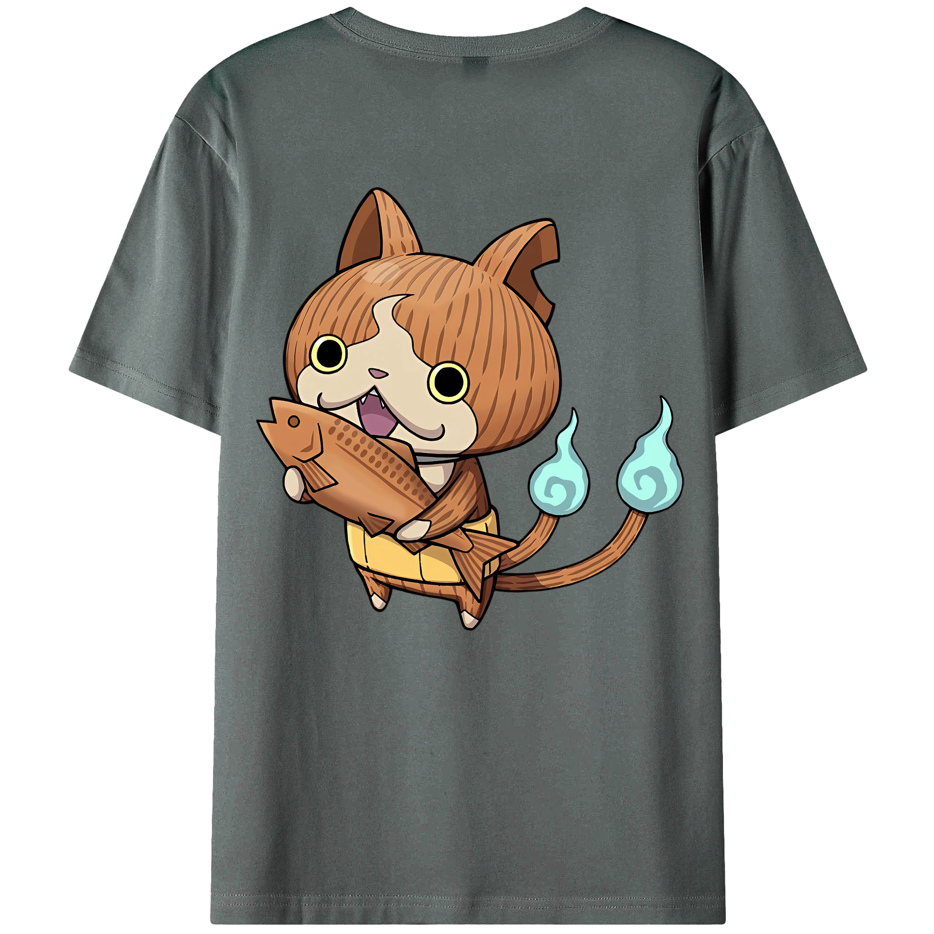 （画像用） 妖怪ウォッチ Yo-kai Watch 綿100％ メンズ半袖Tシャツ（バックプリント） 通気性